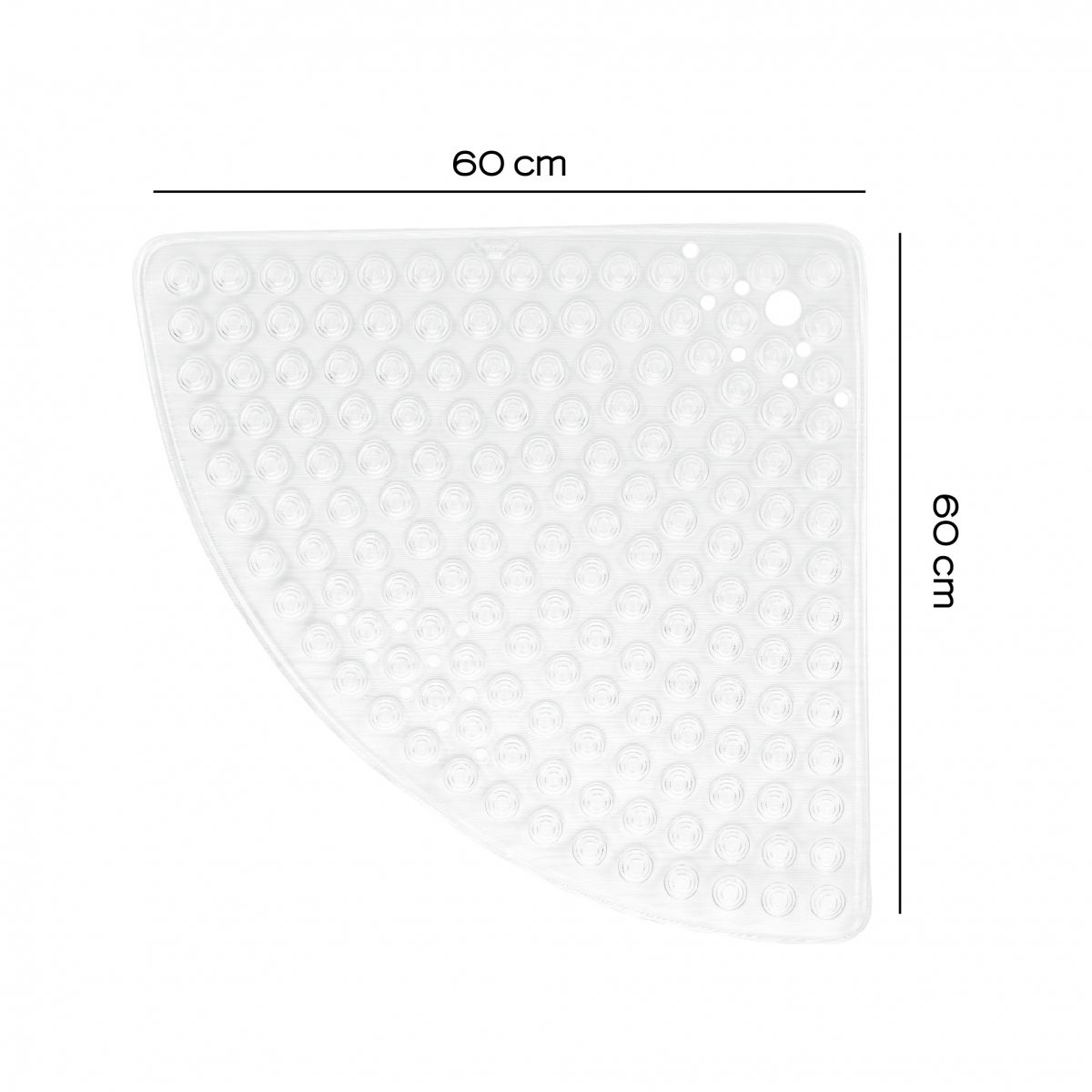Foto eines rutschfesten halbkreisförmigen 60x60 cm transparenten Modells
