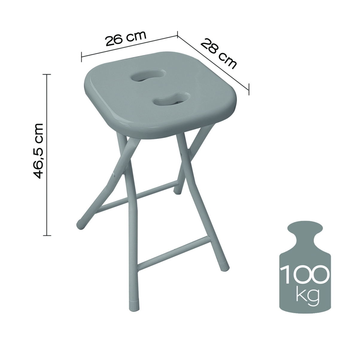 Détail du tabouret pliant gris