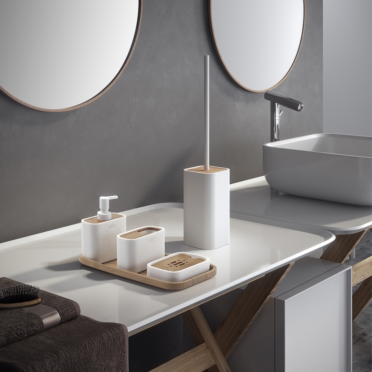 Fotos ambiente de Ninfea White-Bamboo Toothbrush Holder [50597]