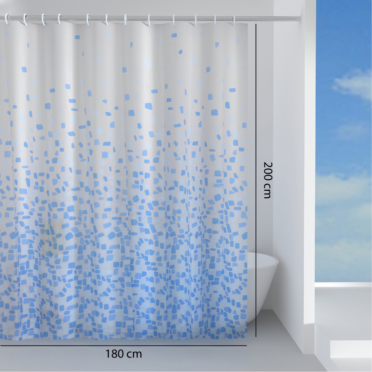 Imagem da cortina 180X200 cm poliéster frammenti azul