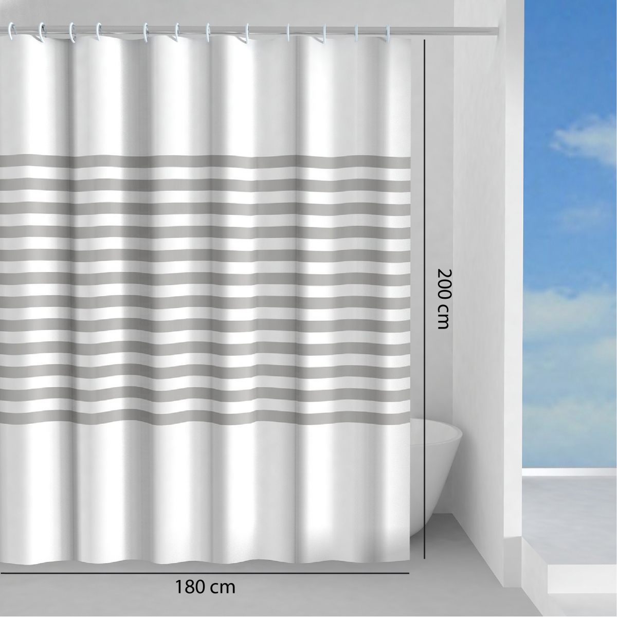 Rideau 180X200 cm Polyester Parallele Gris