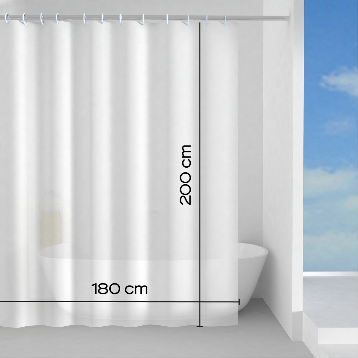 Detalhe da cortina 180X200 cm Peva Basic Branco
