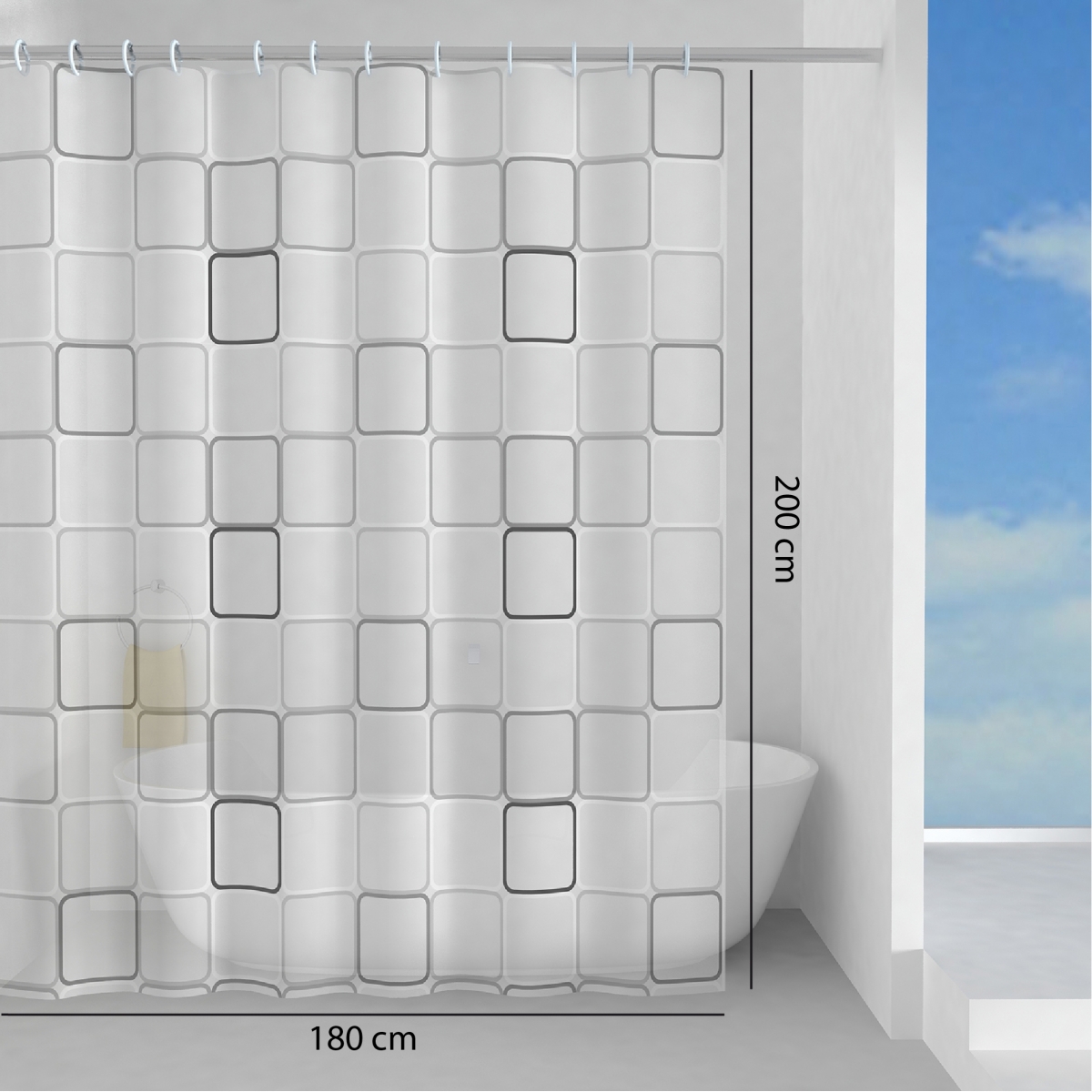 Ambient photos of Curtain 180X200 Cm Peva Domino Gray [50668]