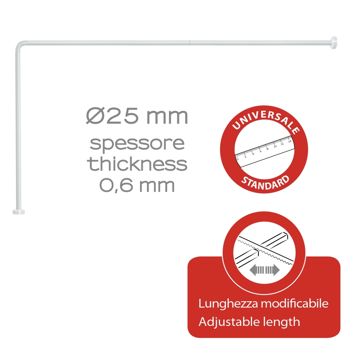 Photos d’ambiance de Barre de douche angulaire 86X166 Cm Blanc [50674]