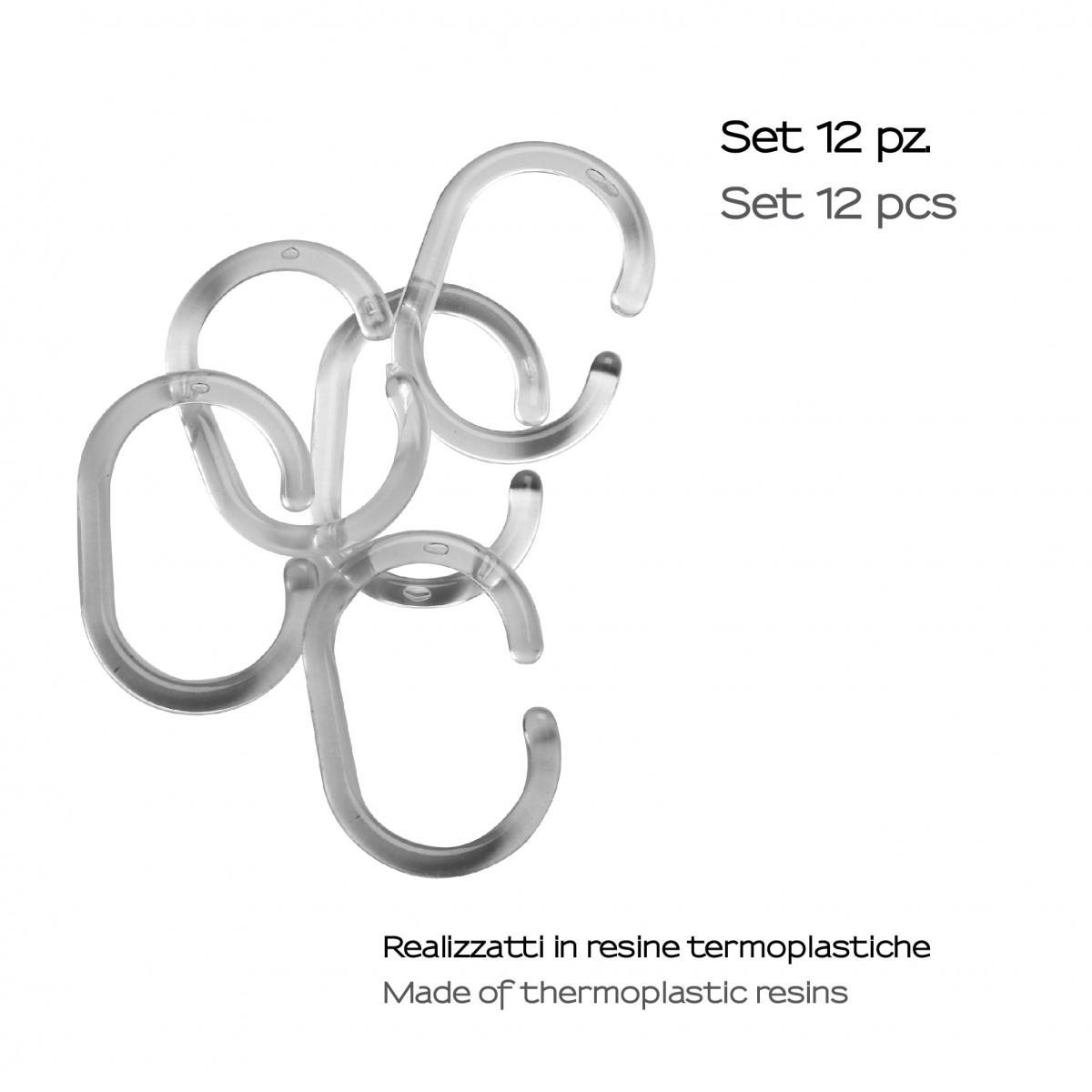 Photo of Set 12 Transparent Rings For Shower Curtains