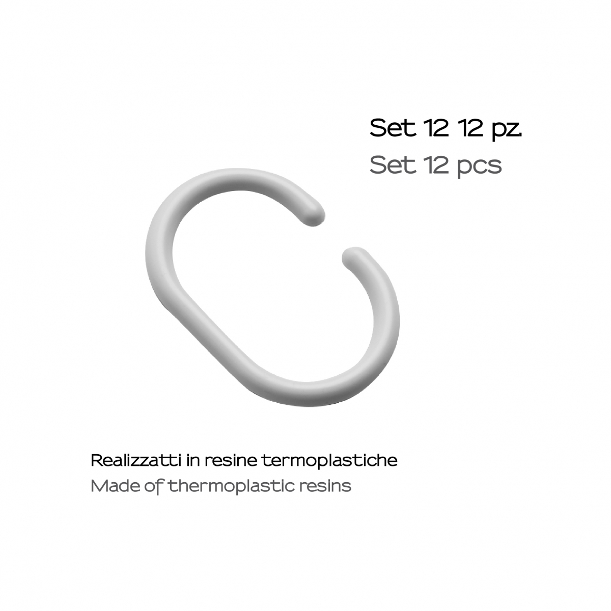 Bild des Sets 12 weiße Ringe für Duschvorhänge