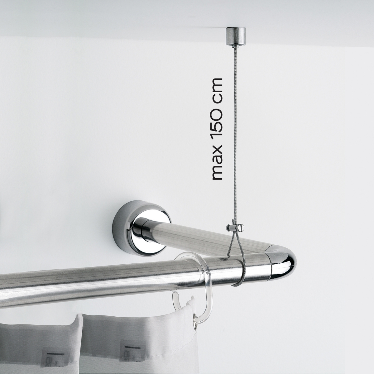 Photo of Chrome Ceiling Bracket for Curtain Rods