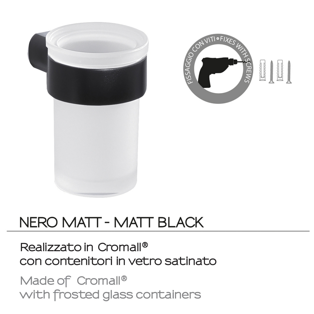 Portacepillos Pirenei Negro Mate