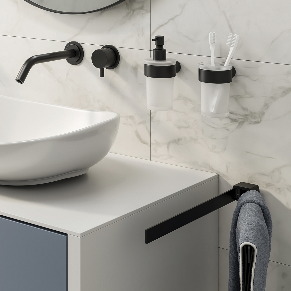 Ambient photos of Pirenei Matte Black Dispenser [50706]