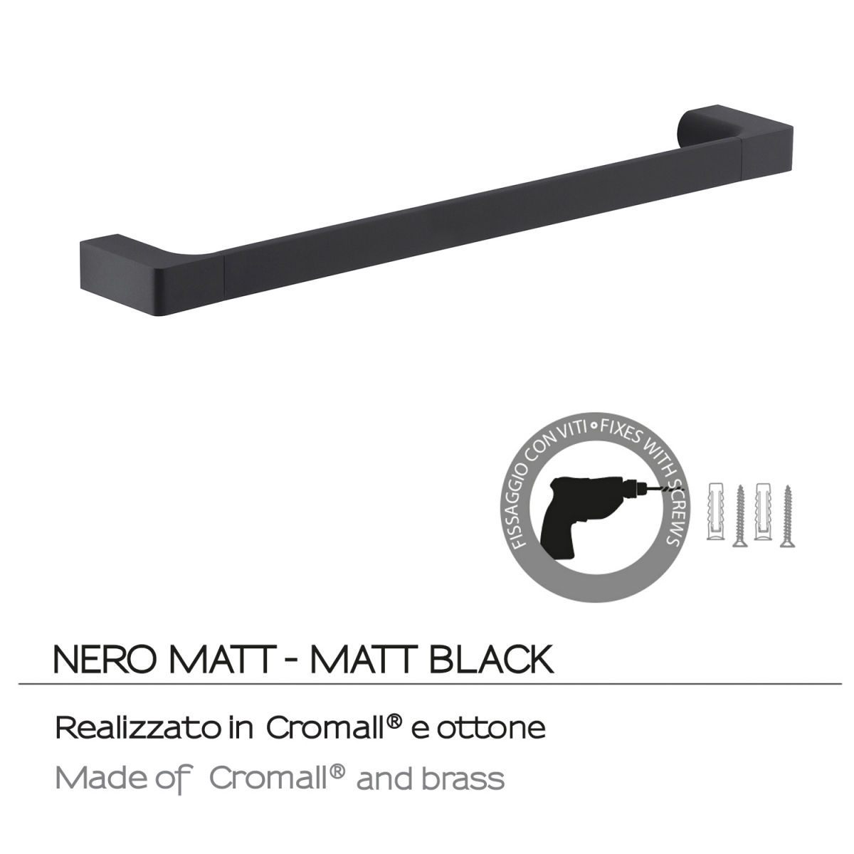 Toalheiro 45 cm Pirenei preto mate