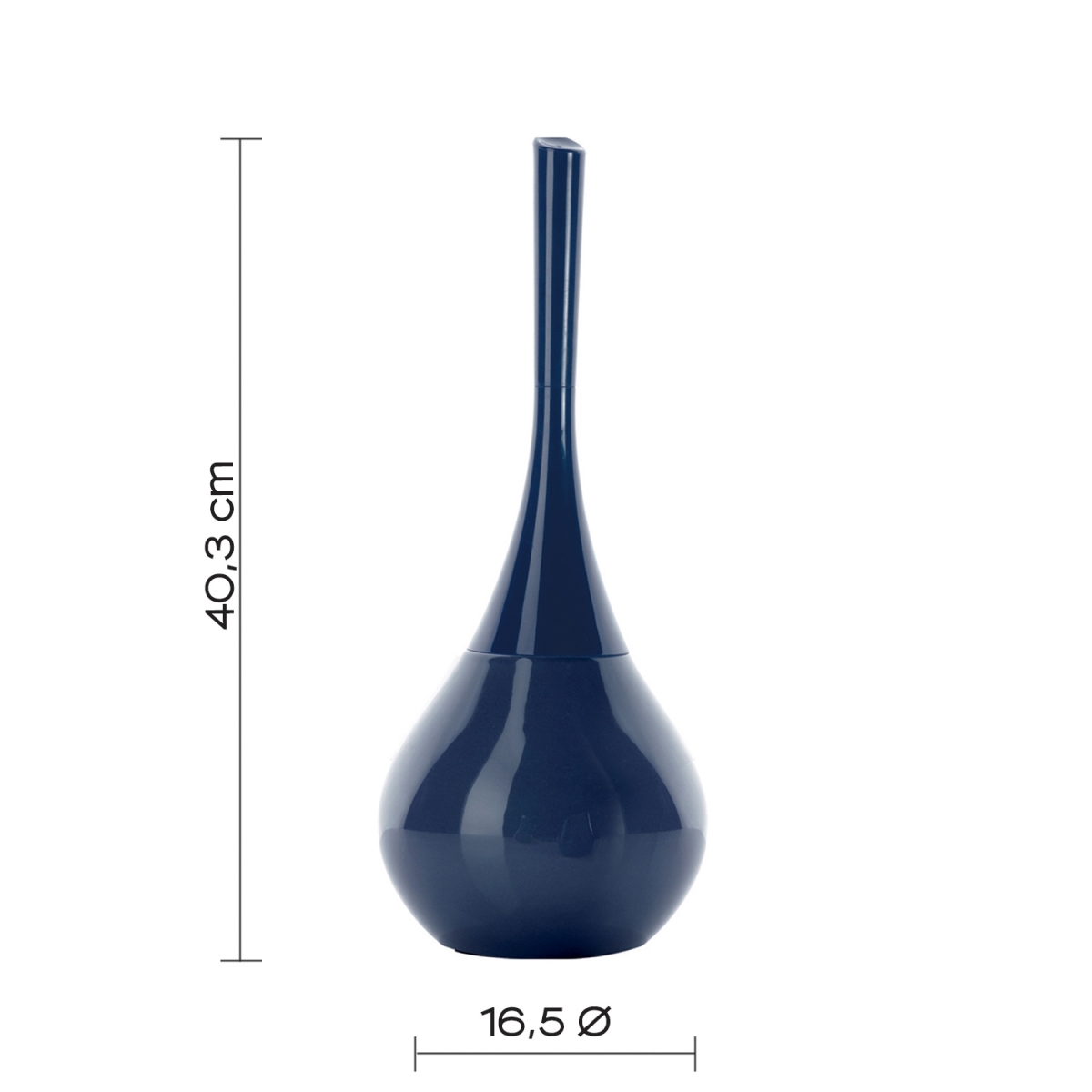 Detalhe do suporte de escova de vaso sanitário azul Azalea