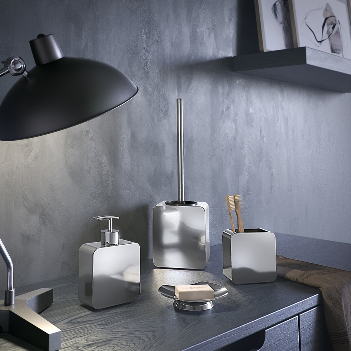 Environment photos of Polaris Chrome Toothbrush Holder [50857]