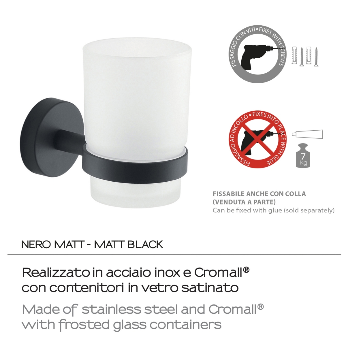 Foto de Eros Matte Black Brush Holder