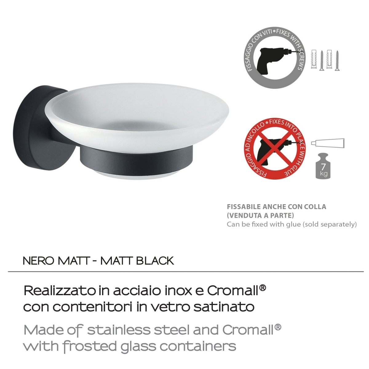 Jabonera Eros Negro Mate