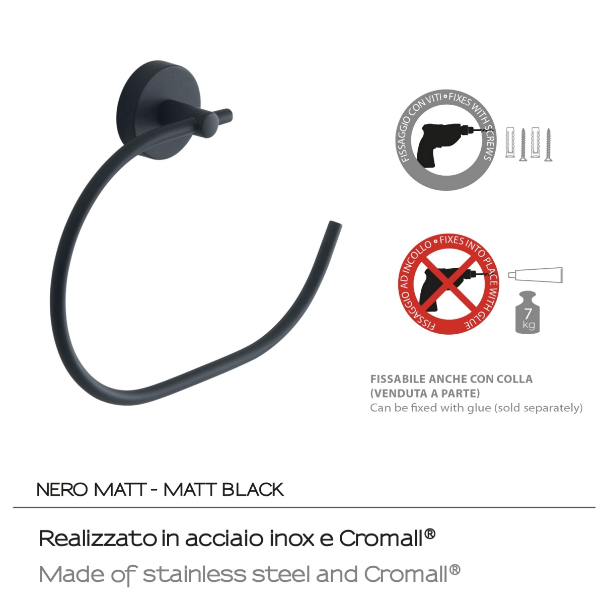 Foto de Argolla Eros Toalheiro Preto Mate