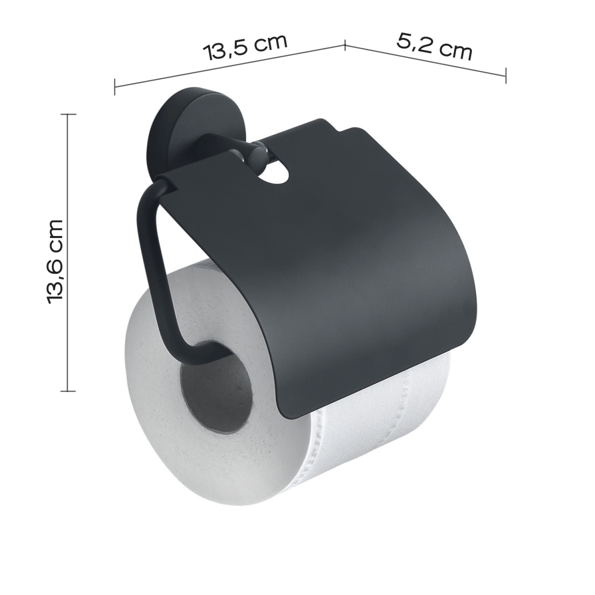 Photos ambiantes de Eros Matte Black Toilet Paper Holder With Lid [50906]