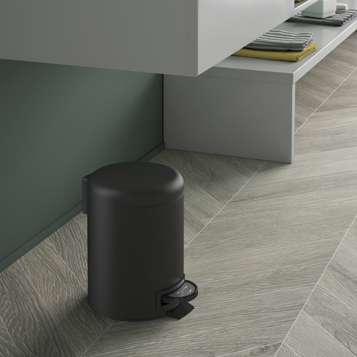 Fotos ambiente de 3 Lt Potty Matte Black Trash Can