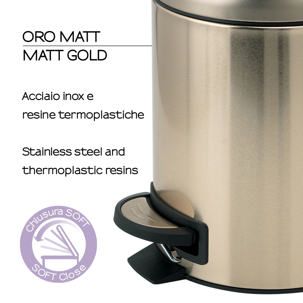 5 Lt Potty Matte Gold Wastebasket