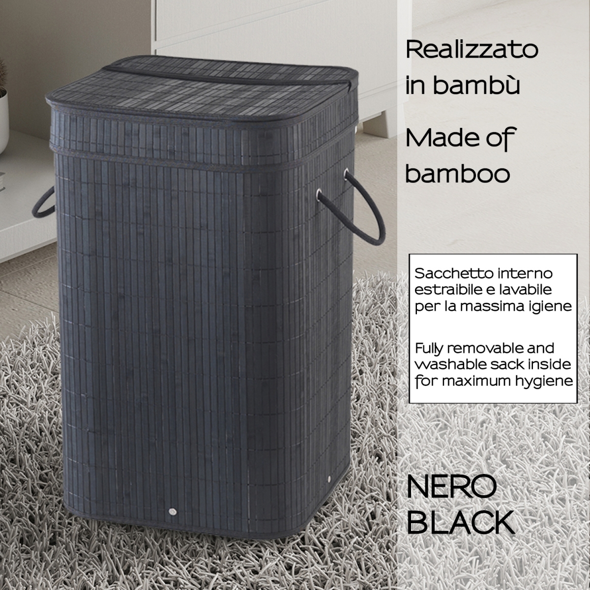 Photos d’ambiance de Panier à linge 68 Lt Tatami Noir [51024]