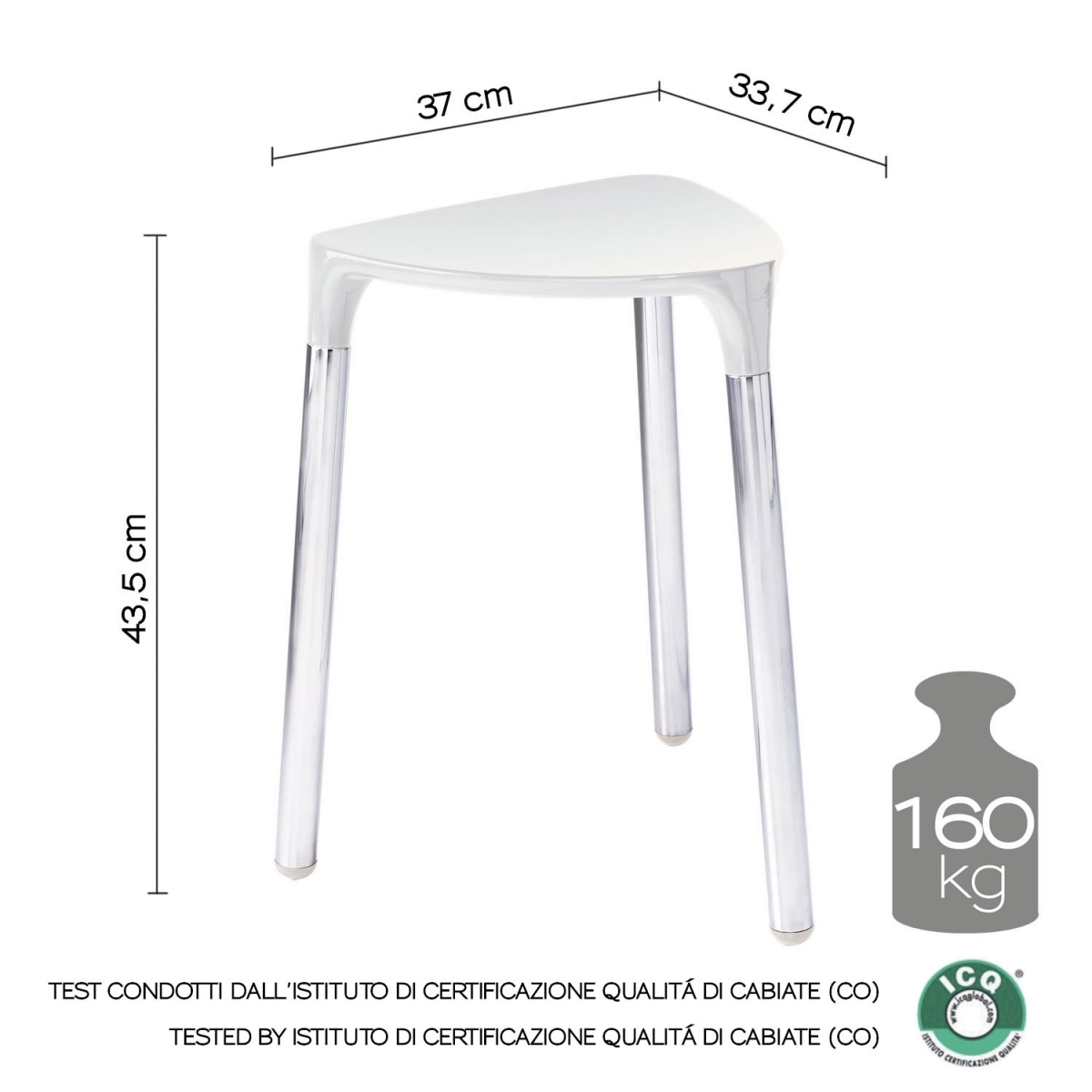 Taburete Yannis Blanco-Cromo