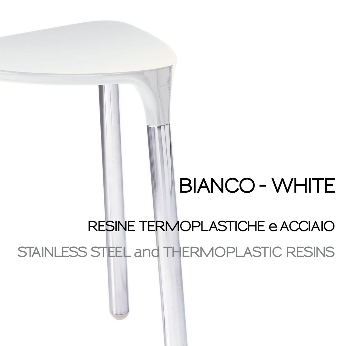 Image de Yannis Tabouret Blanc-Chrome