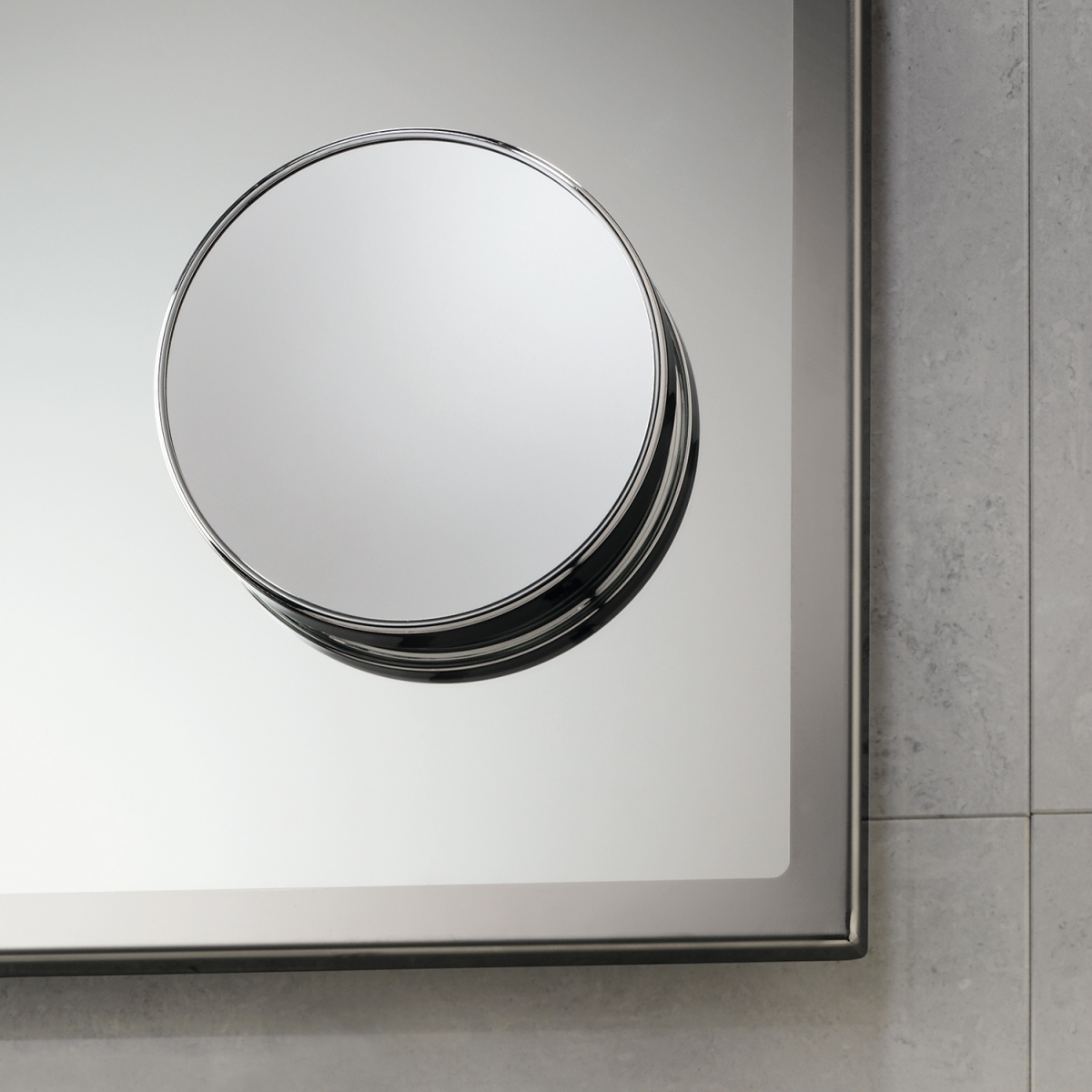 Detail of Magnifying Wall Mirror With Suction Cup Chrome