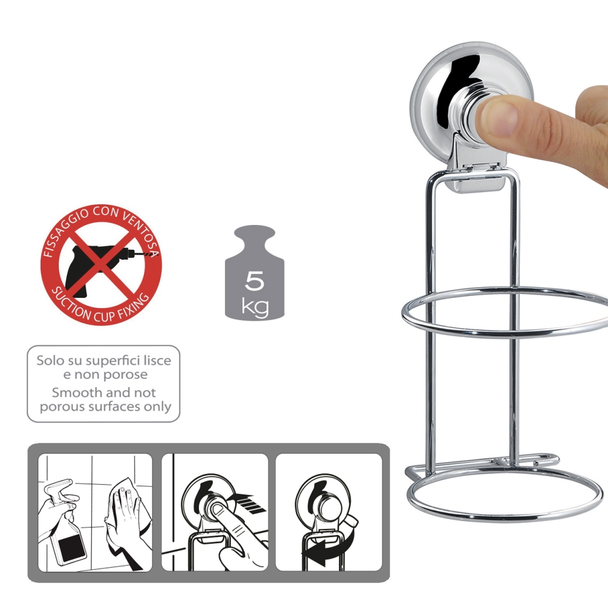 Ambient photos of Hot Chrome Suction Cup Dryer Holder [51271]