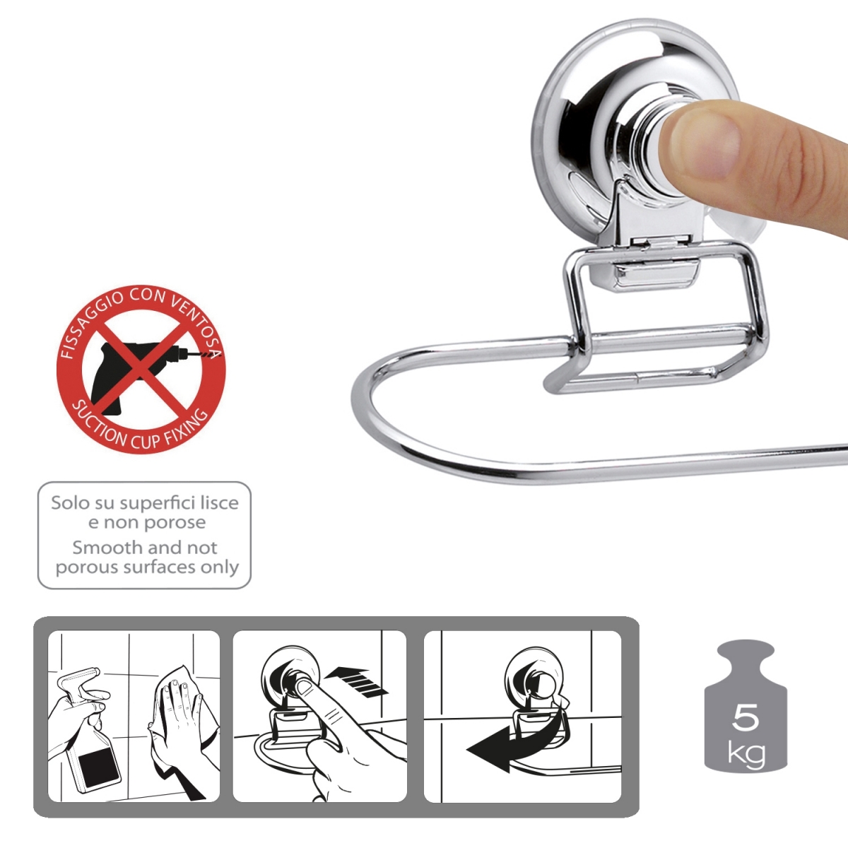 Fotos ambiente de Toalheiro 30 Cm Hot Chrome Suction Cup [51335]