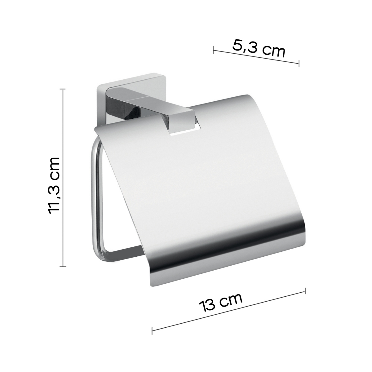 Photo de Porte-papier toilette Atena Chrome avec couvercle