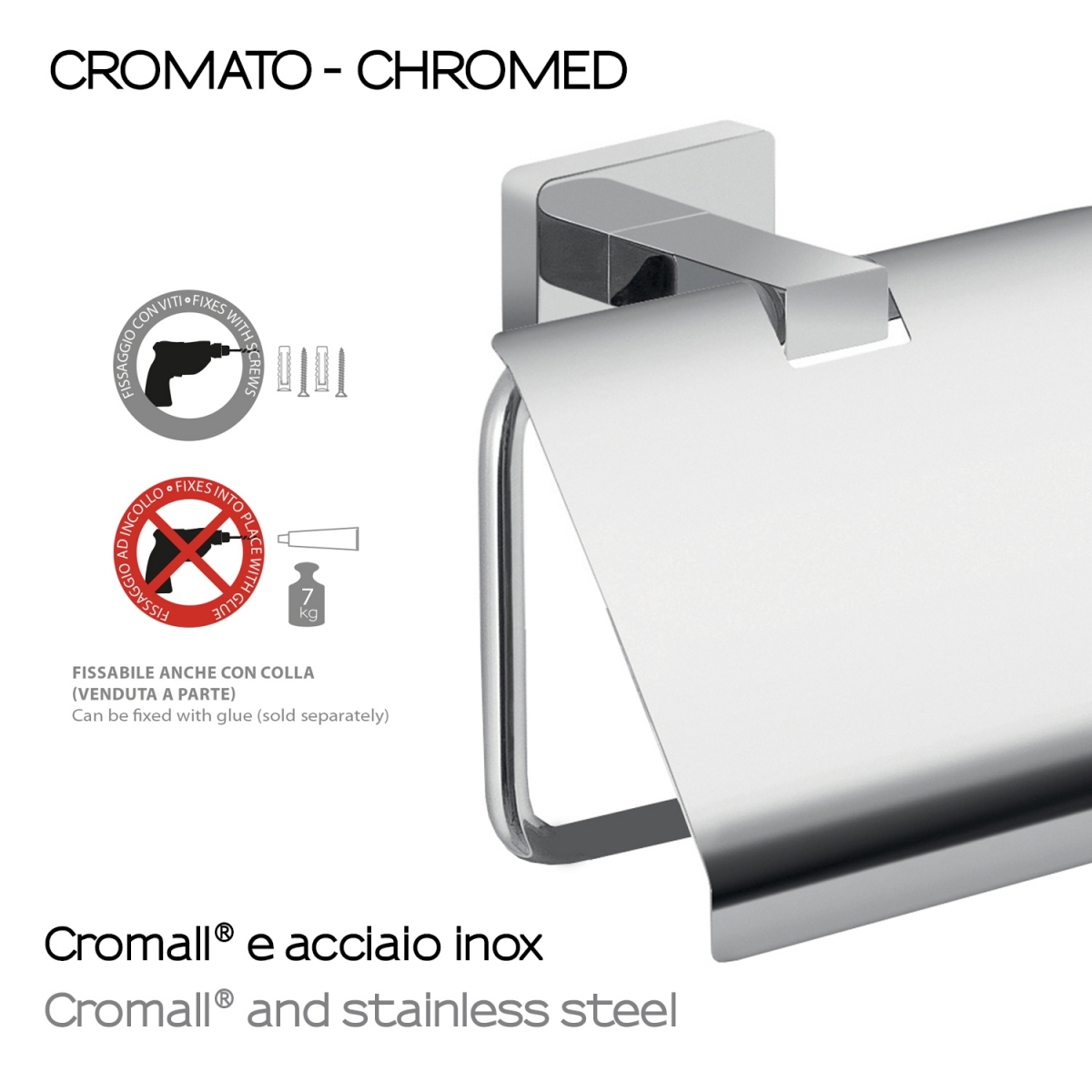 Ambient photos of Atena Chrome Toilet Paper Holder With Lid [51476]