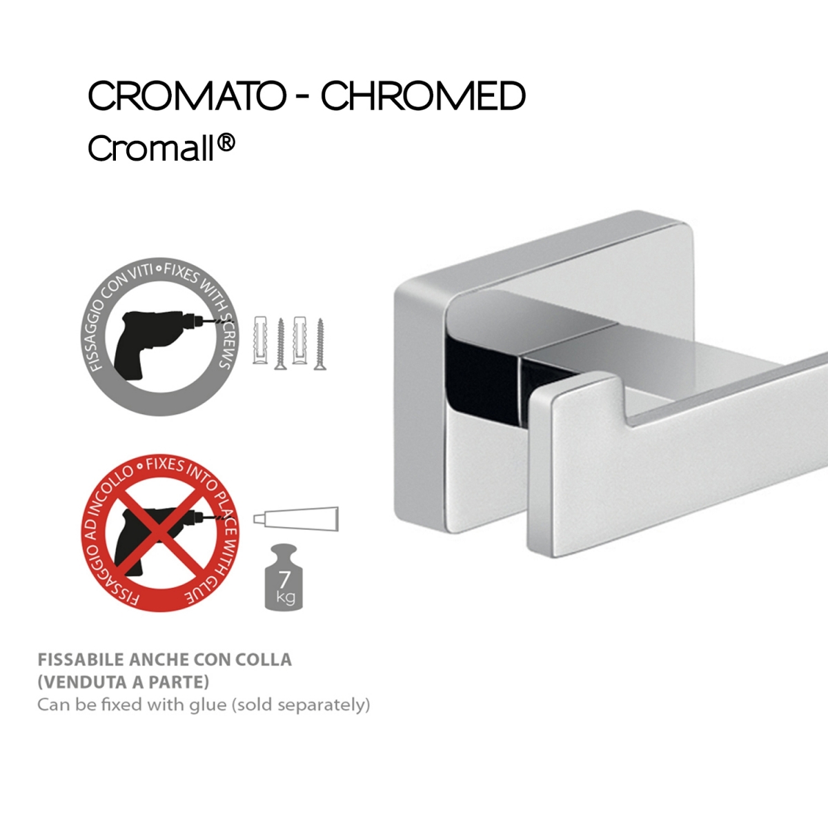 Detalle de Percha Doble Atena Cromo