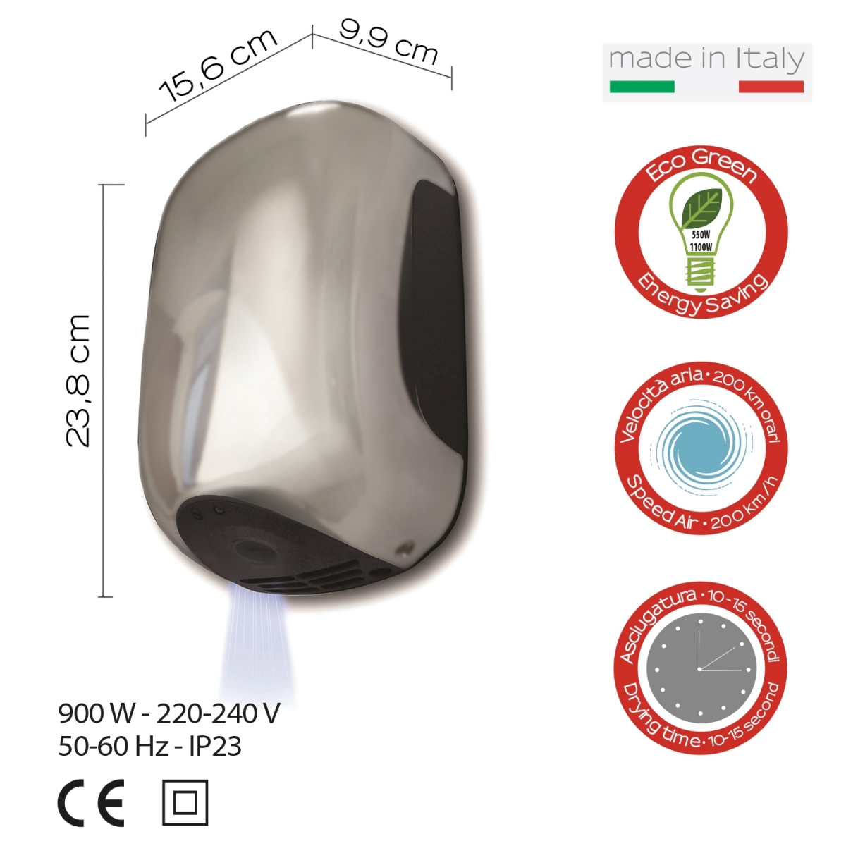 Ambient photos of Automatic Hand Dryer 900W Alize Satin [51511]