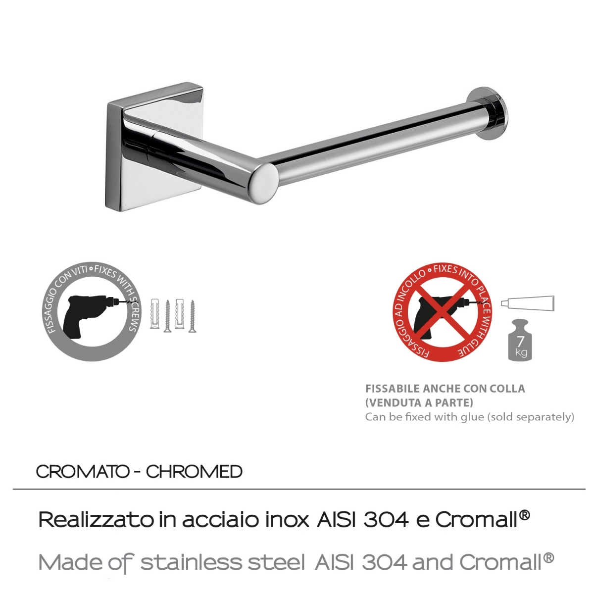 Fuji Porta-rolos cromado