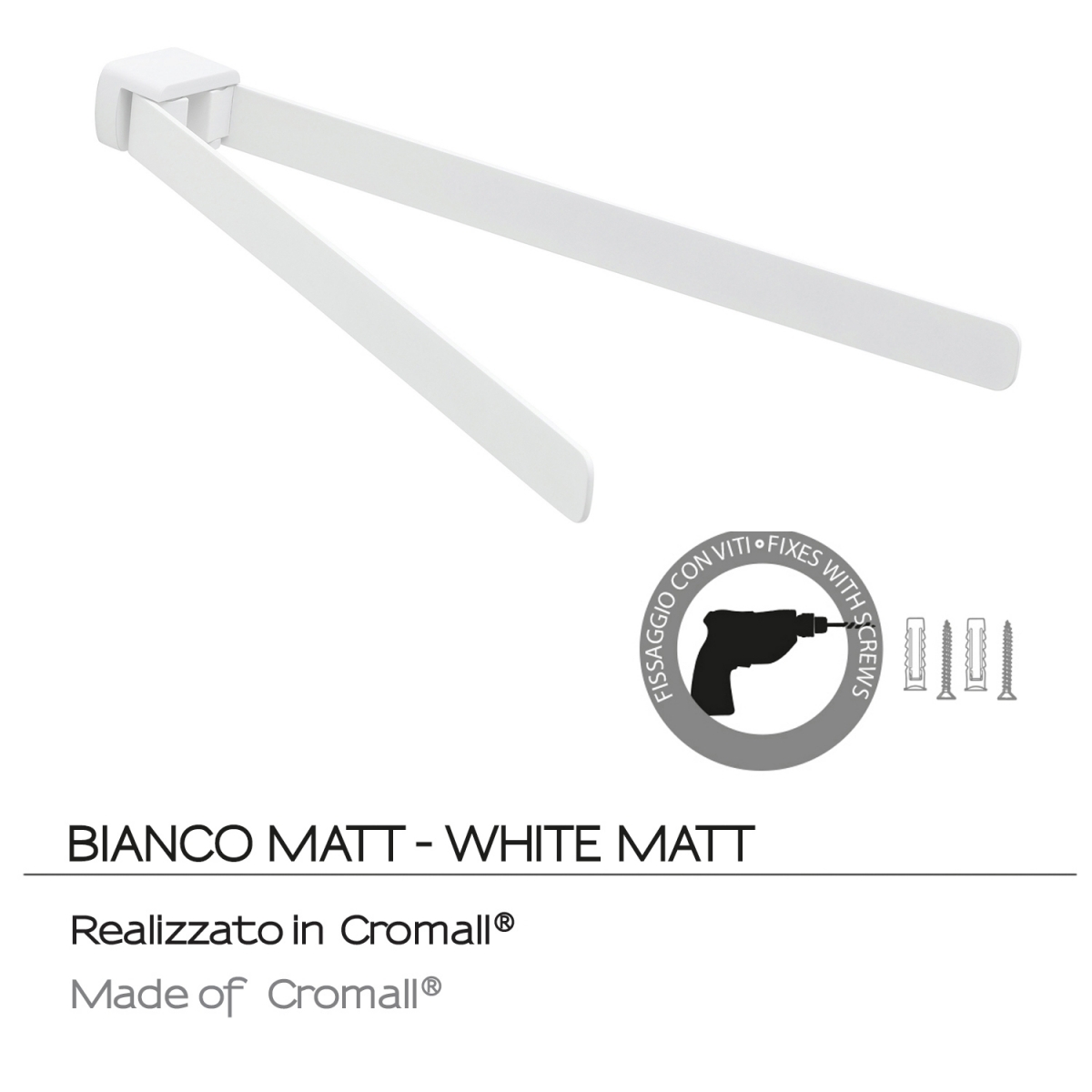Foto des Pirenei Matte White Doppelhandtuchhalters
