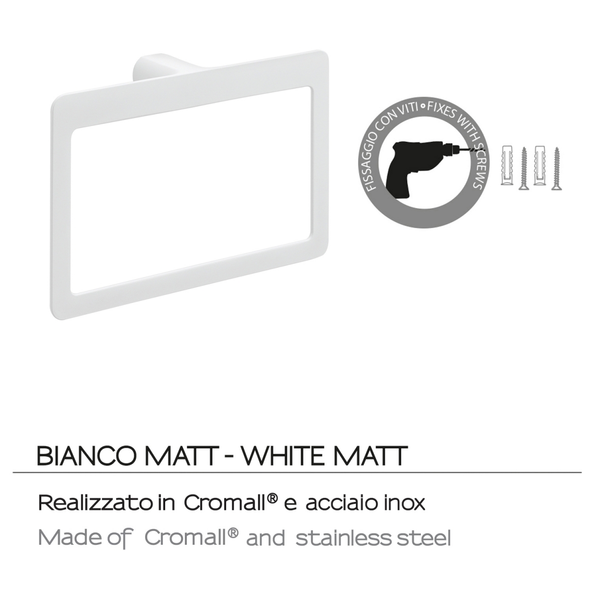 Argolla Pirenei Matte White Towel Rack