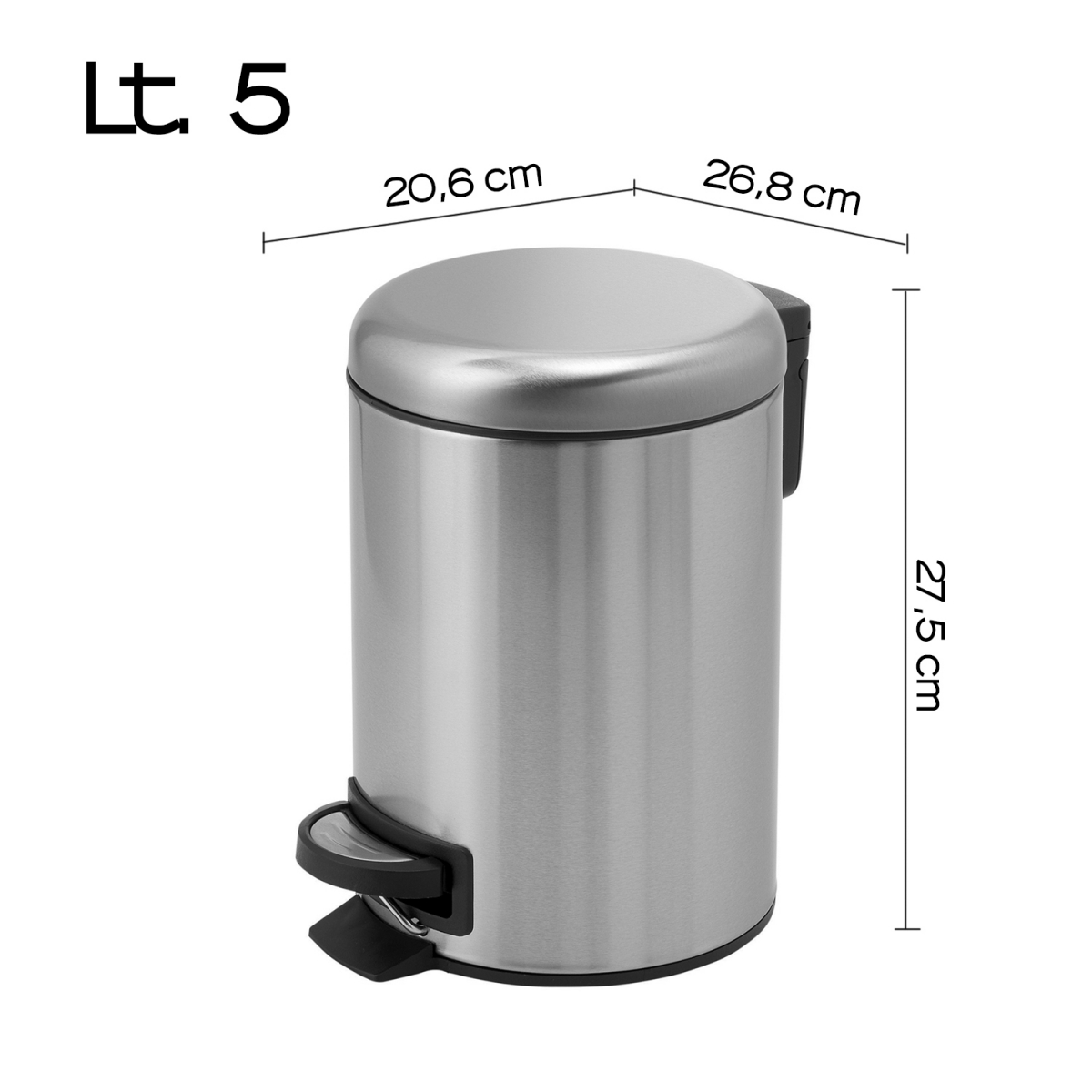 Photo of Trash Can 5 Lt Potty Brushed Chrome