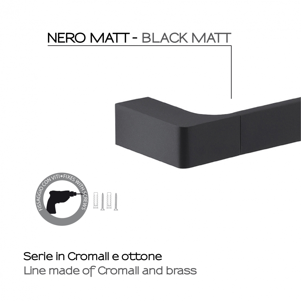 Fotos ambiente de Pirenei set 4 Pz. (Toalheiro 35Cm, Toalheiro, Hanger, Anel) Preto Mate [51687]