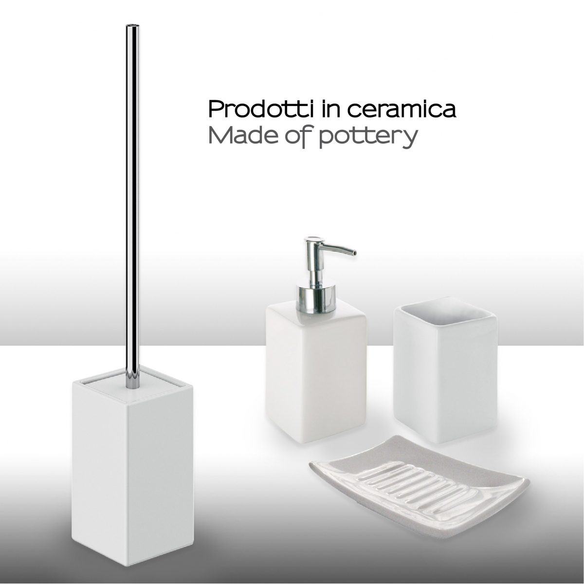 Verbena Ambiente Fotos set 4 Pz. (Dispensador, Suporte para escova, Saboneteira, Escova de toucador) Branco [51697]