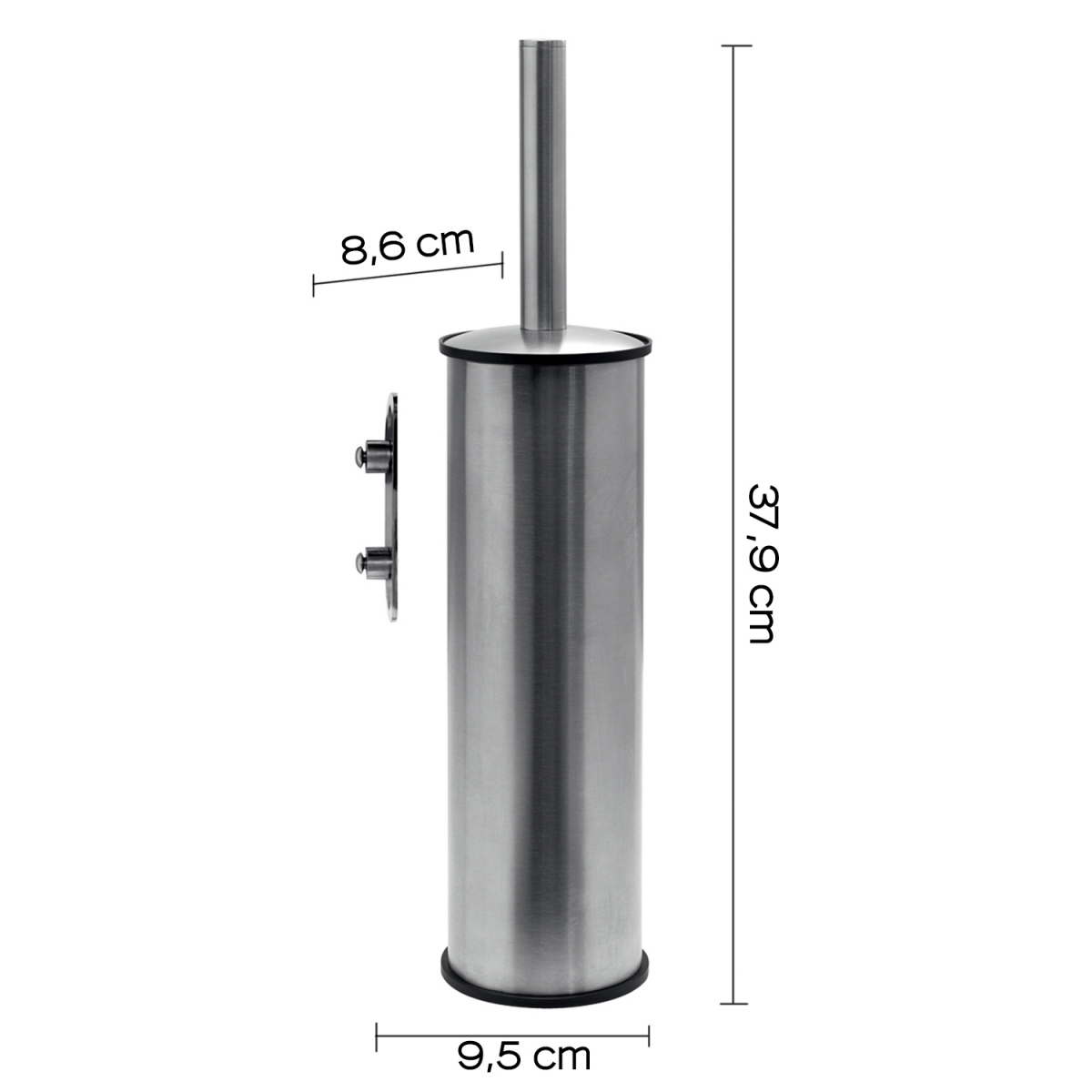 Project Brushed Chrome Wall Toilet Brush Holder