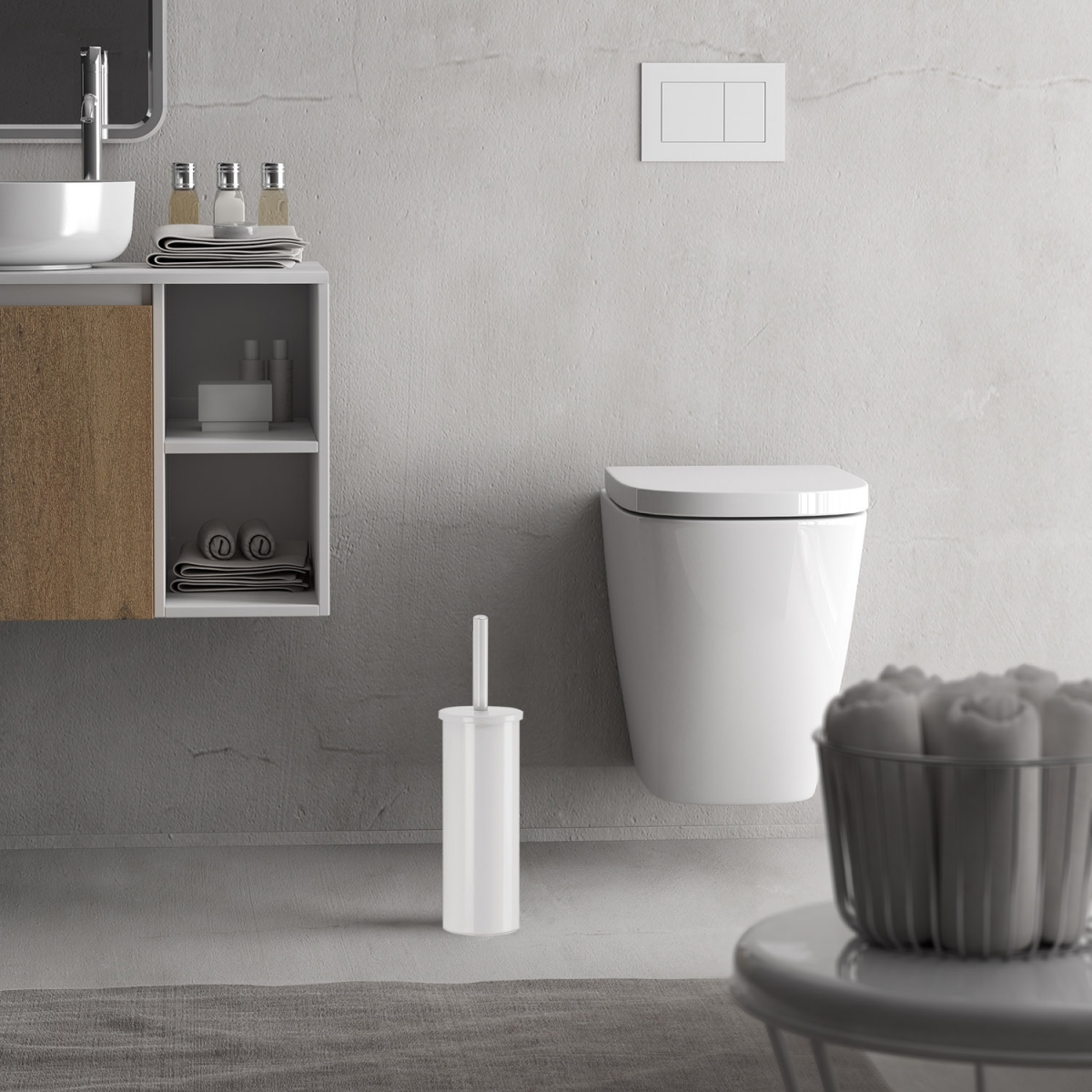 Photos ambiantes de Flip Matte White Floor Toilet Brush Holder [51728]