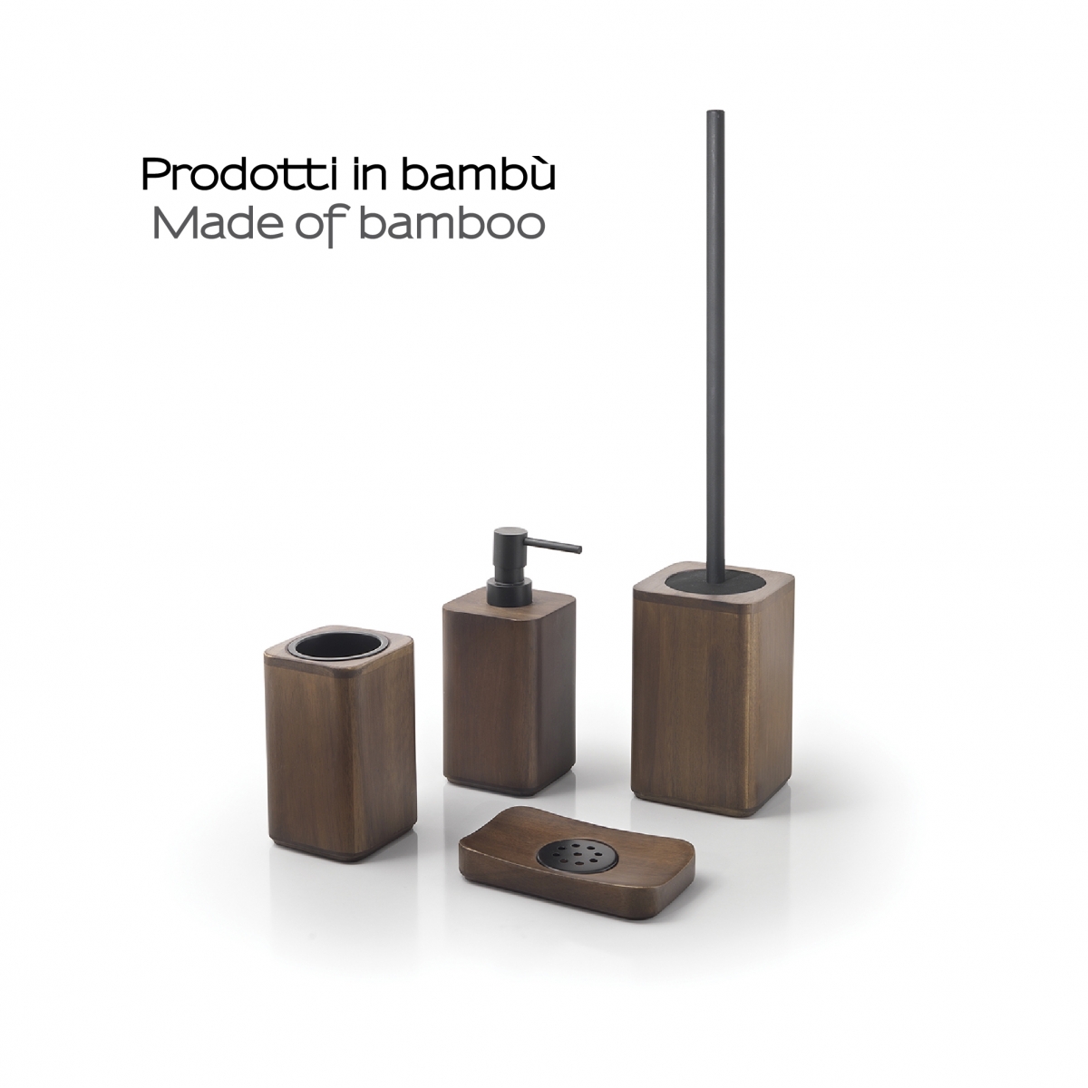 Dafne ambiente fotos set 4 Pz. (Dispensador, suporte da escova de dentes, saboneteira, escova de vaso sanitário) Nogueira [51760