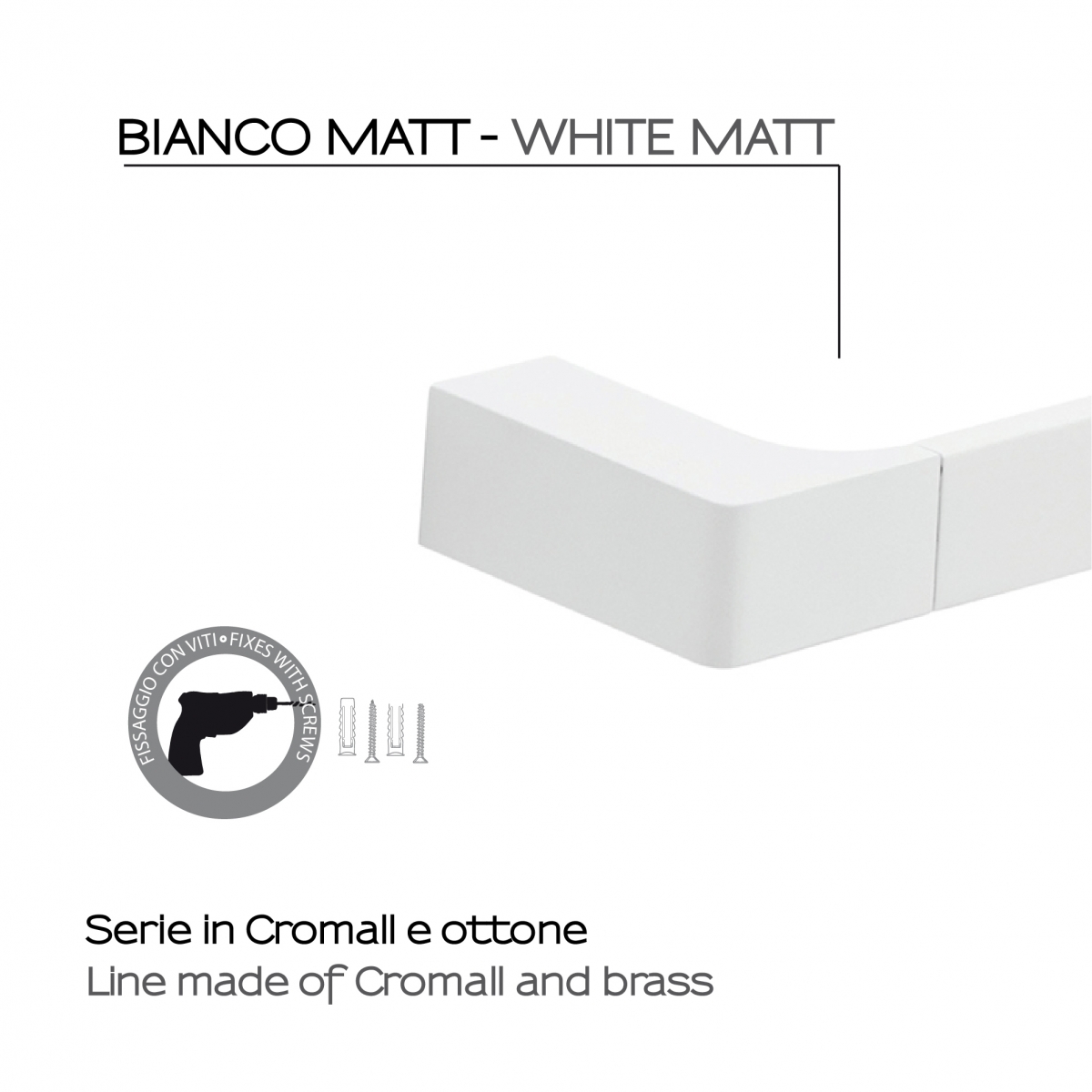 Ambient photos of Pirenei Set 4 Pz. (Towel rack 35Cm, Towel holder, Hanger, Ring) Matte White [51769]