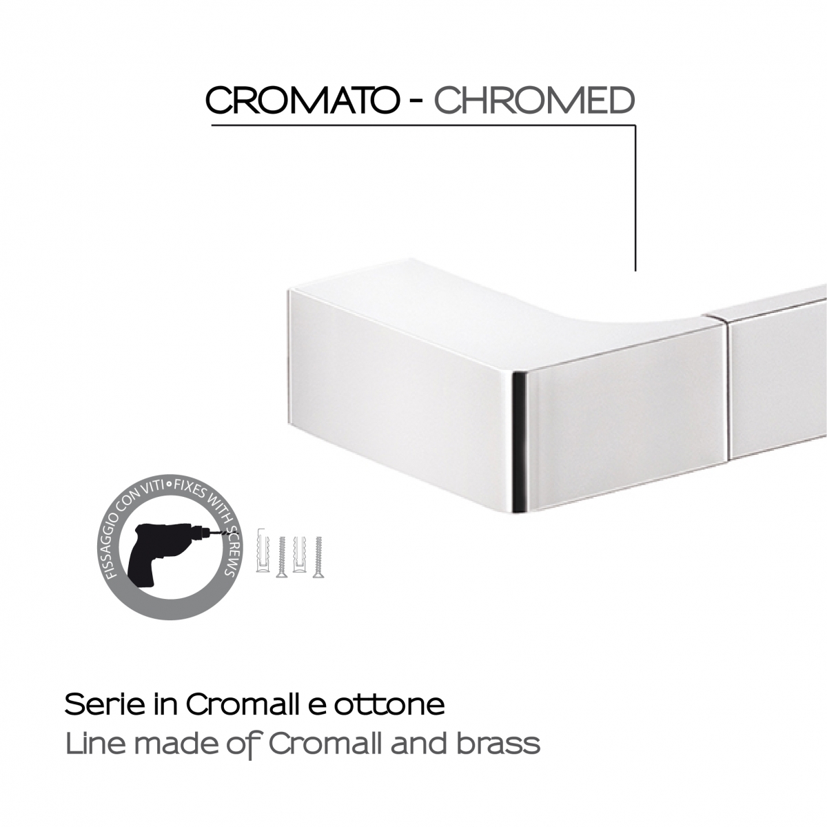 Photos of Pirenei Set 4 Pz. (Towel rack 35Cm, Towel holder, Hanger, Ring) Chrome [51799]