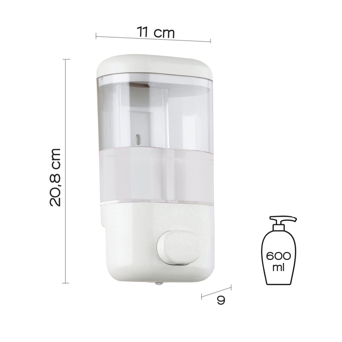 Imagen de Dosificador Push Pro Jabon/Gel 600 Ml Blanco