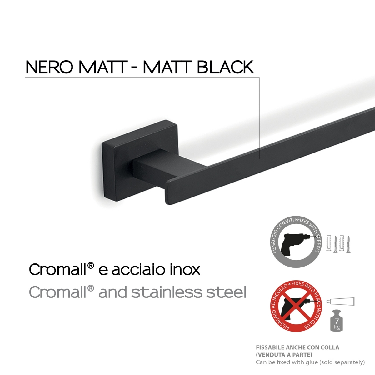 Bild des Handtuchhalters 60 cm Atena Matte Black