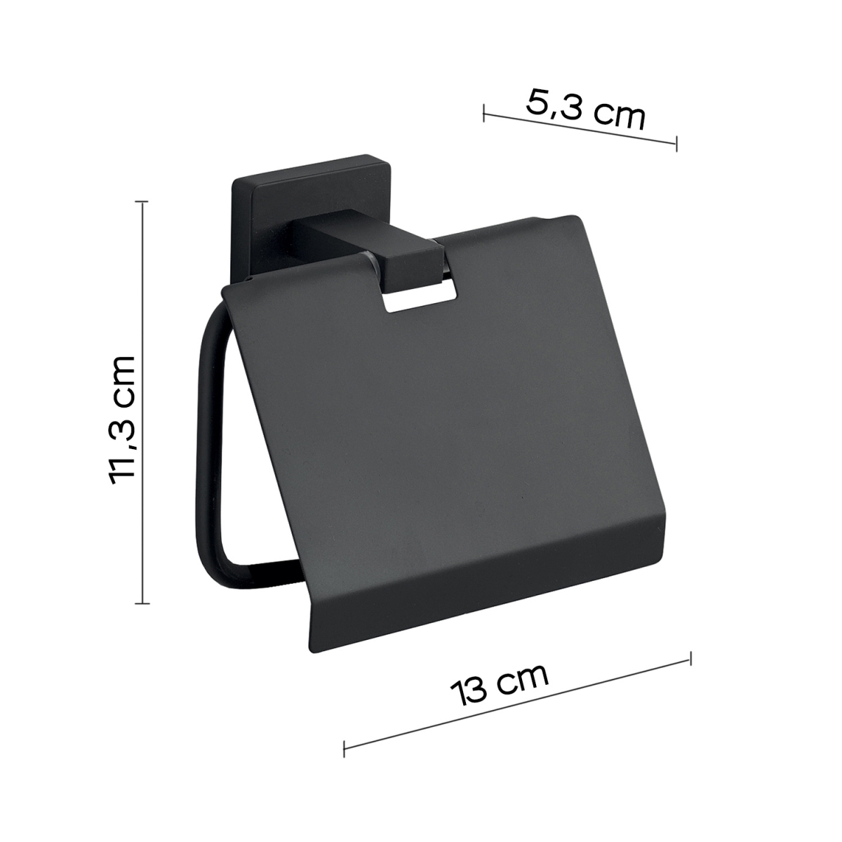 Atena Porte-rouleau noir mat avec couvercle