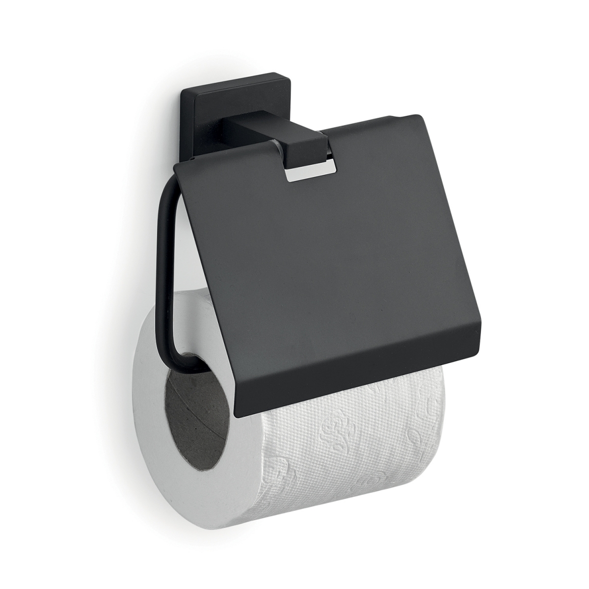 Image du porte-papier toilette noir mat Atena avec couvercle