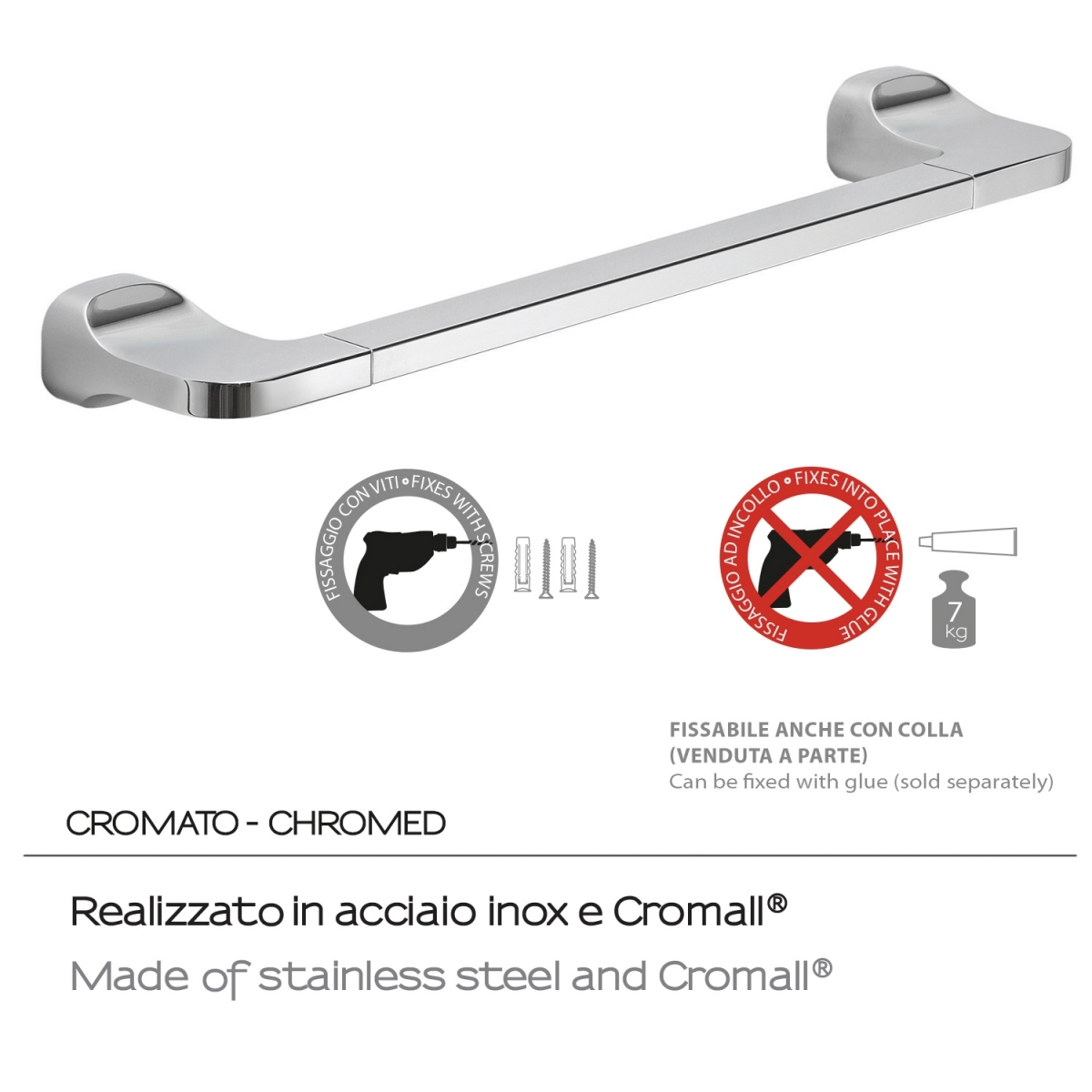 Towel rack 45 cm stelvio chrome
