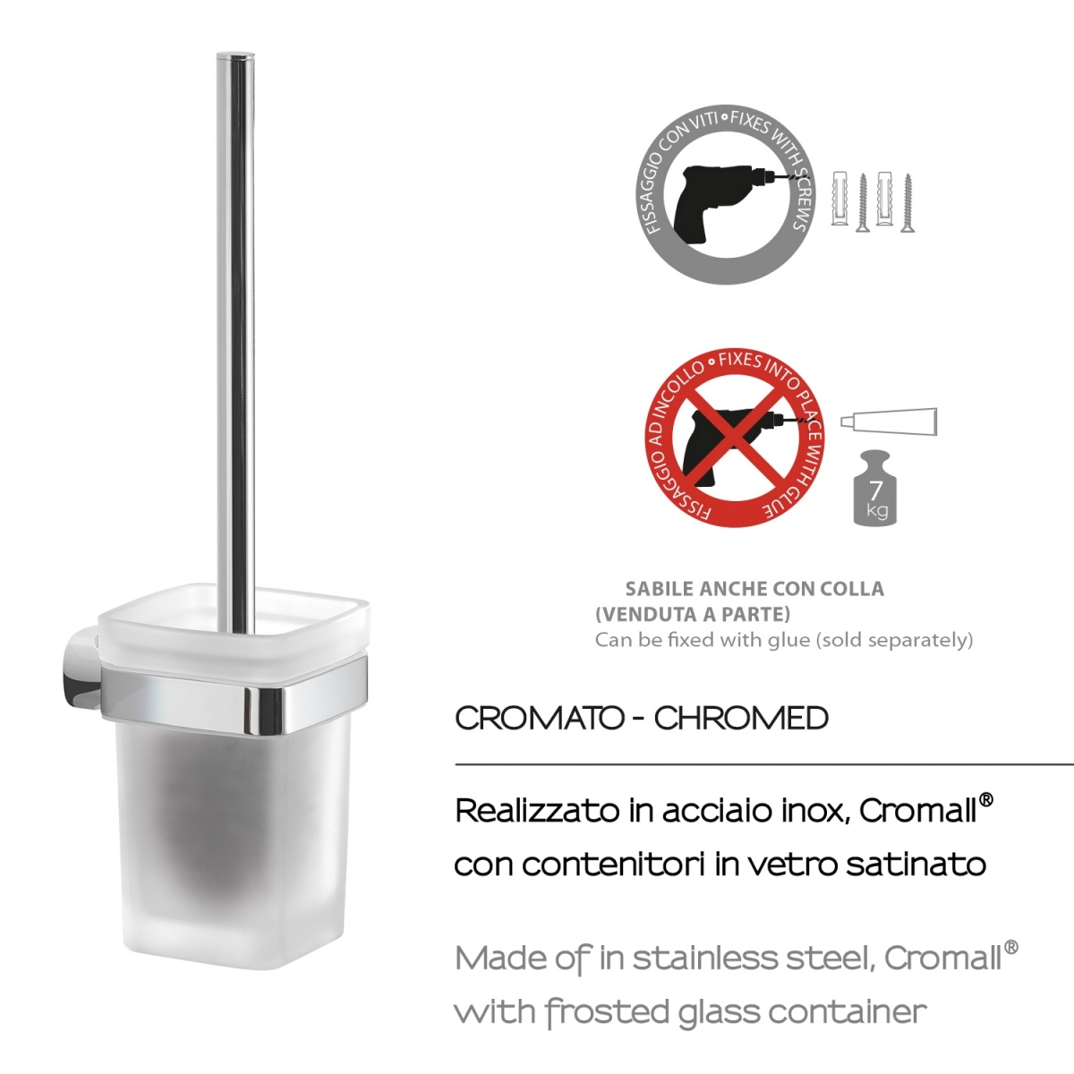 Foto des Stelvio Chrome Wandbürsten-Bürstenhalters