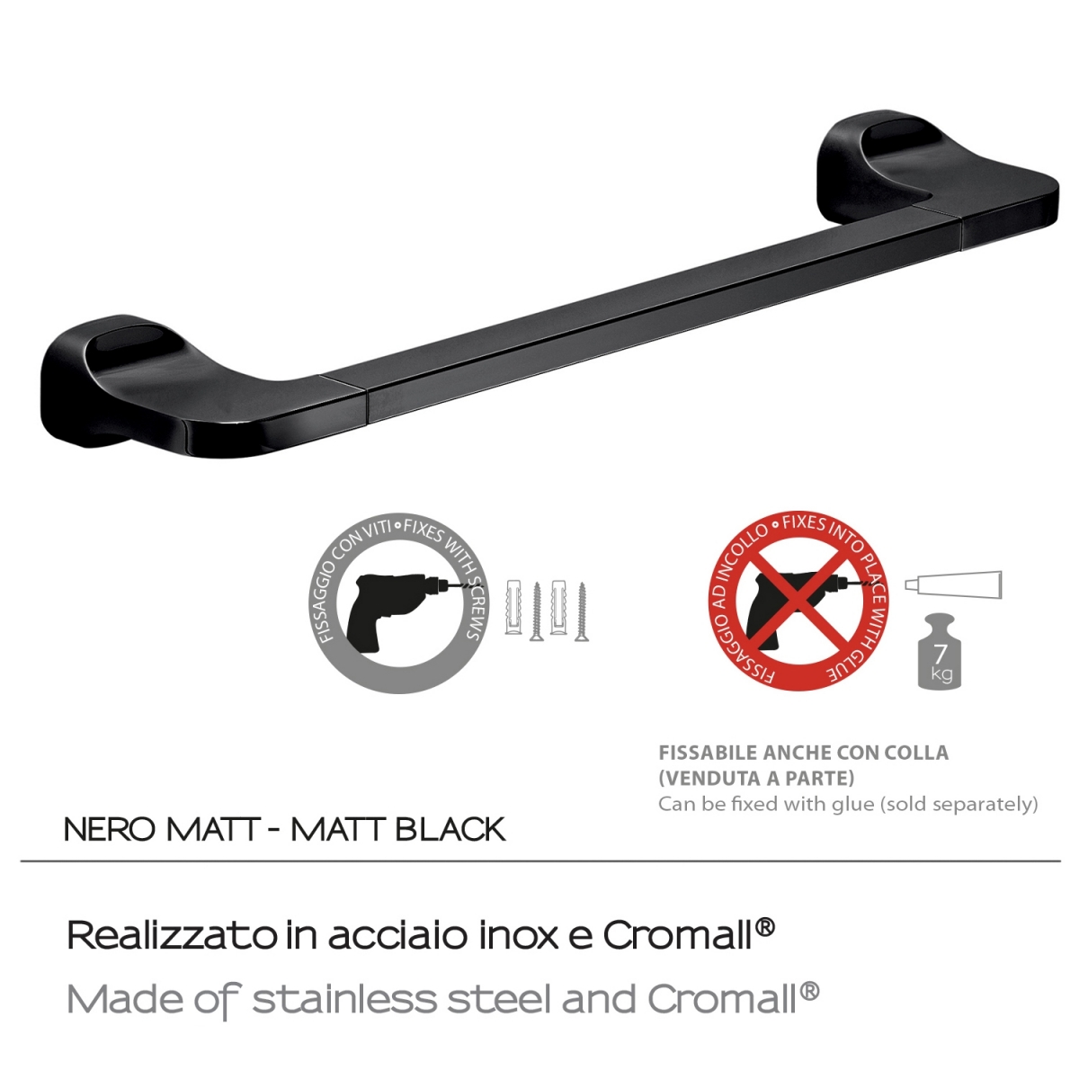 Towel rack 35 cm stelvio matte black